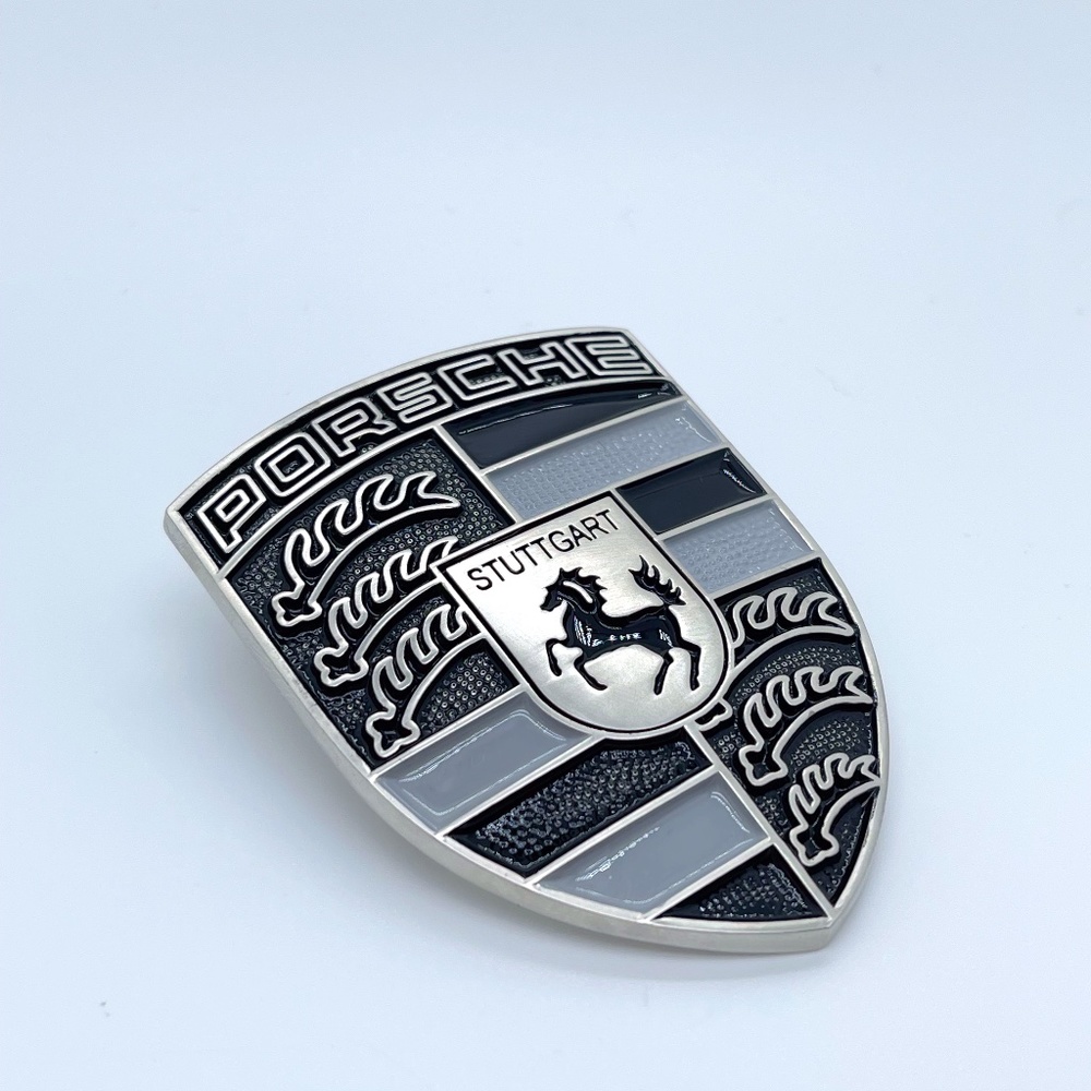 PORSCHE refinished custom livery hood crest Chalk Gray & Black custom ma…
